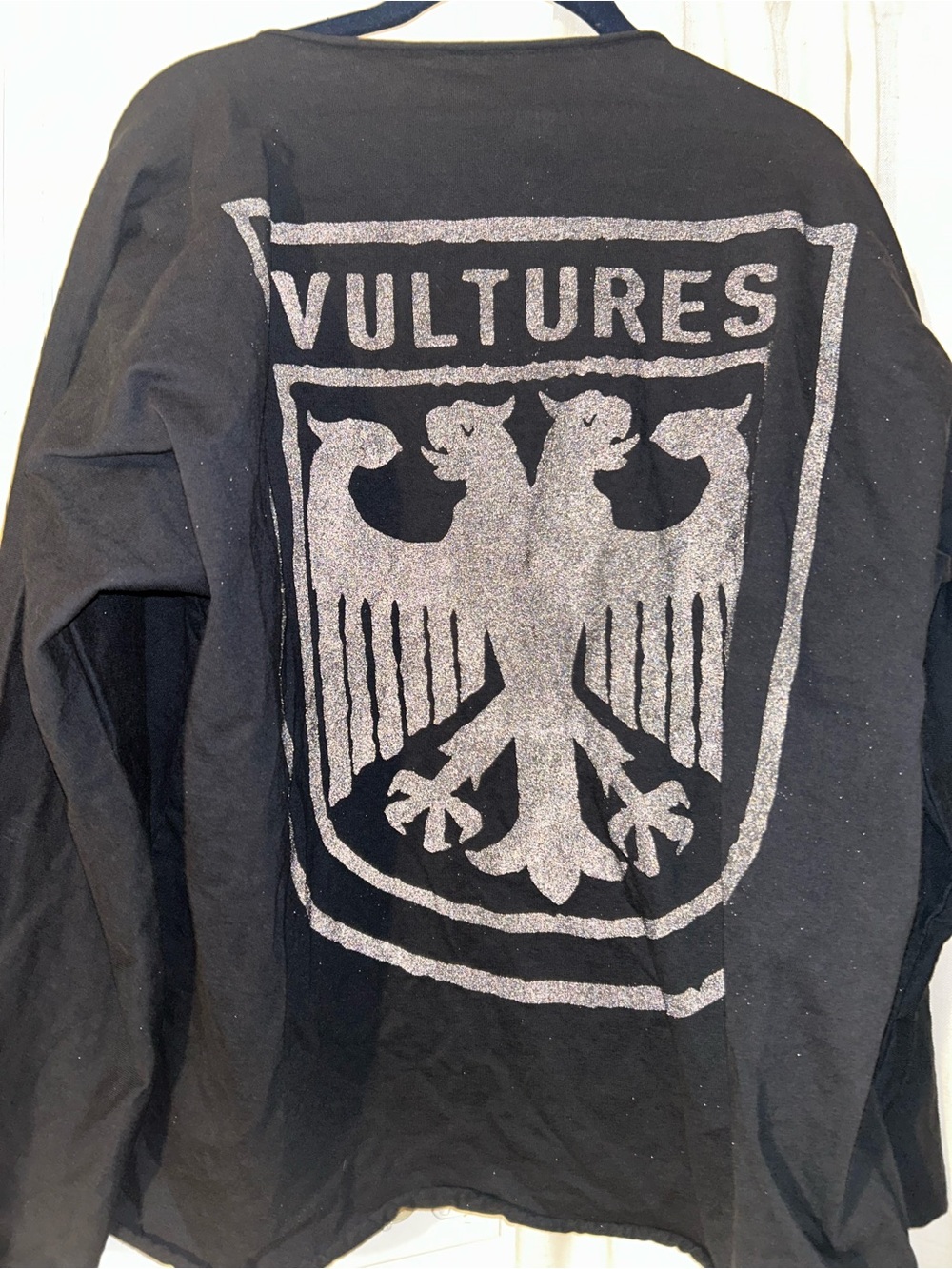 Yeezy Black Long Sleeve Tee with Silver Vultures Graphic